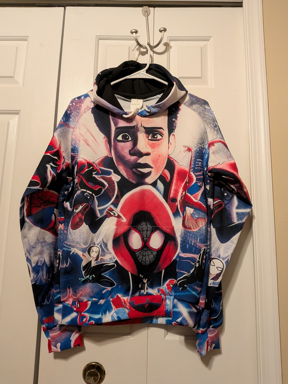 Custom Made AOP Spider-Verse Miles Morales Graphic Hoodie - Red, Blue, Black